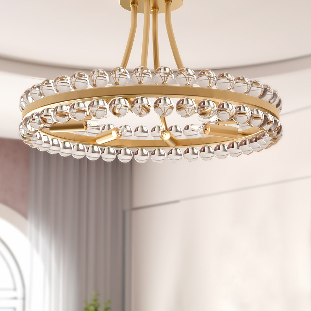 Maxax 8 - Light 24'' Chandelier Style Circle Semi Flush Mount #19173-8AB