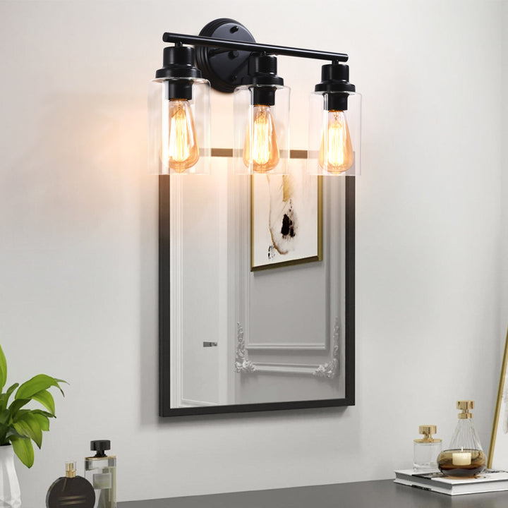 Maxax Vanity Light Fixture, 3 Lights Bathroom Wall Sconces #MX07-3BK-W