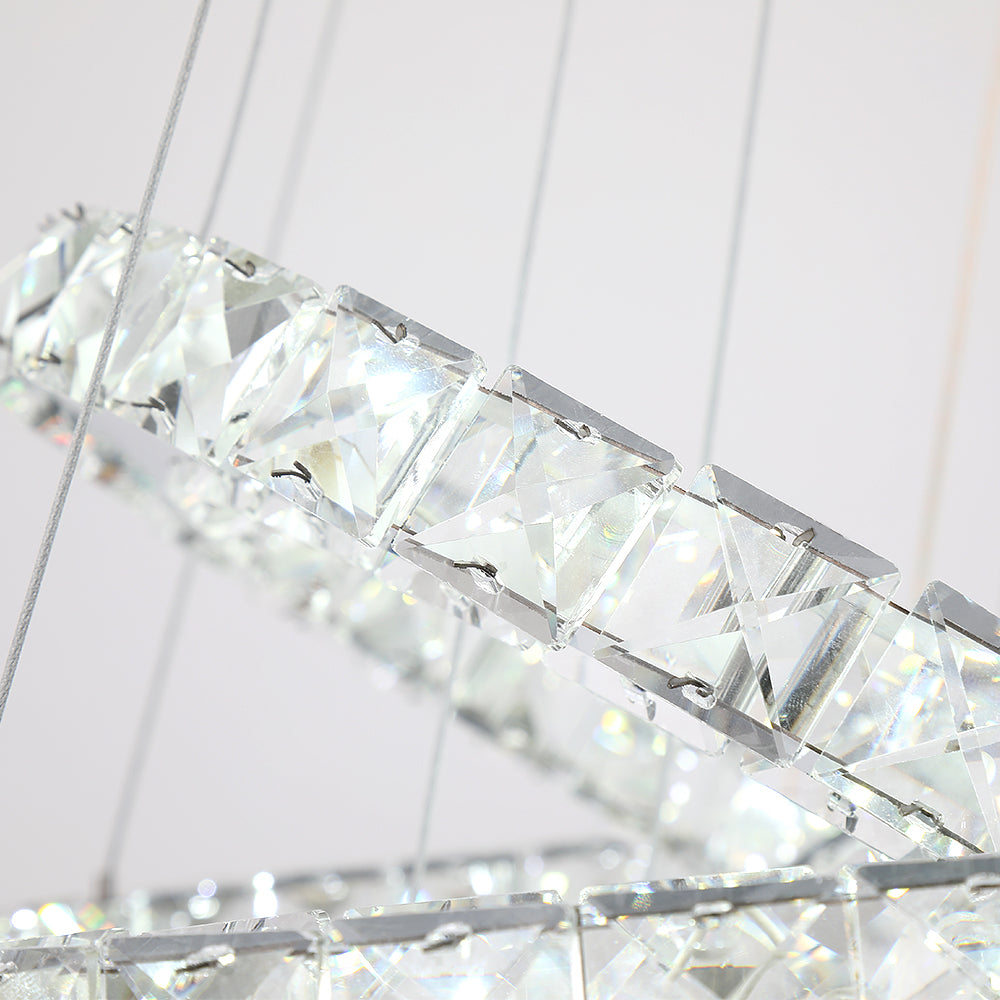 Maxax 4 - Light Unique Tiered LED Rings Crystal Chandelier