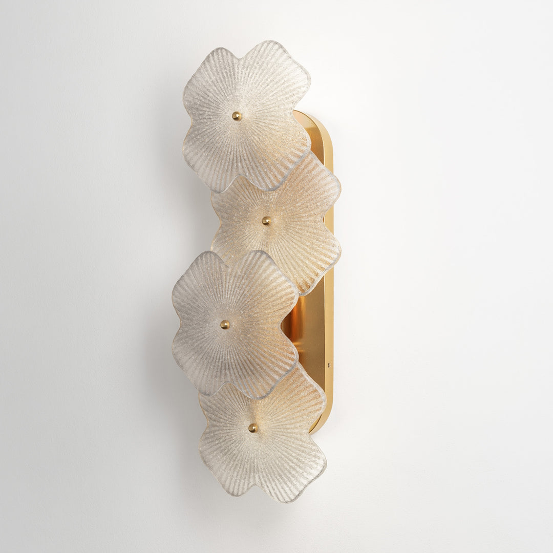 Lumin 3 - Light 𝟭𝟵.𝟱-𝗜𝗡𝗖𝗛 𝗪 Dimmable Metal Brass Etl Wall Sconces With Petal-shaped Glass #48003