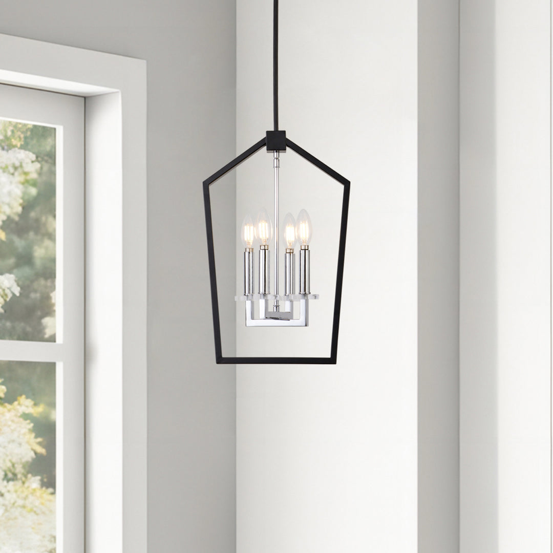 Maxax 4 - Light Lantern Square / Rectangle Pendant With Wrought Iron Accents #19161