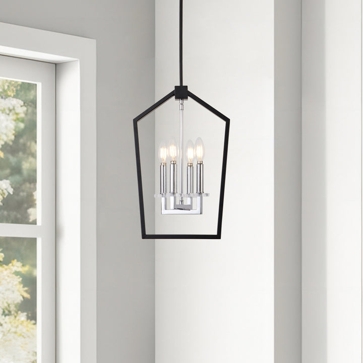 Maxax 4 - Light Lantern Square / Rectangle Pendant With Wrought Iron Accents #19161-4BG