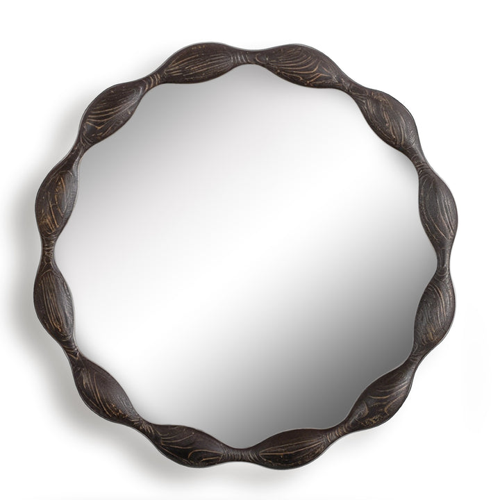 Clarity 32.5" Vintage Oval Solid Wood Framed Wavy Organic Design Wall Mounted Vanity Mirror #25036