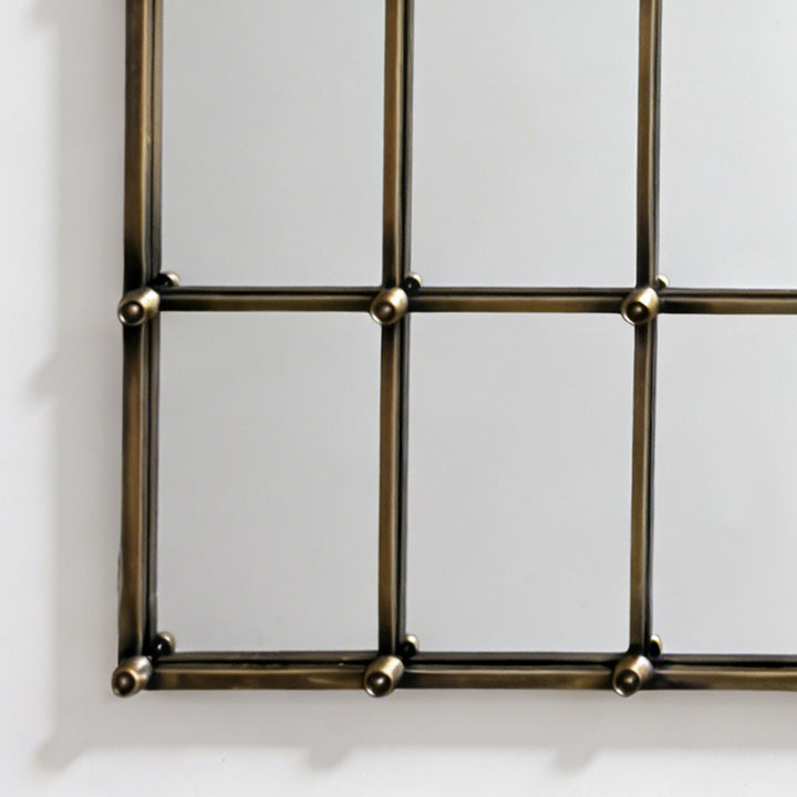 Reflect Vintage Metal Framed Arch Bronze Window & Wall Mantel Mirror For Living Room Entryway #30005