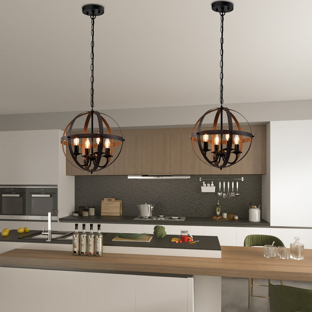 Maxax 4- Light Single Black Pendant Wrought Iron #MX21020