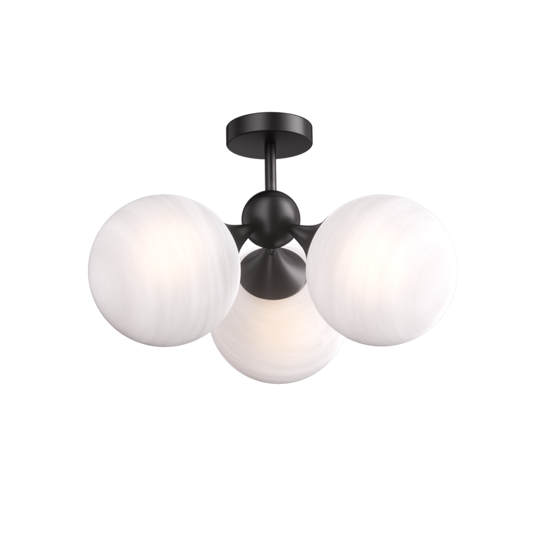 Nimbus 21"-3 Lights Modern Cloud Glass Globe Semi Flush Mount Lighting Fixture For Living Room, Bedroom#29028