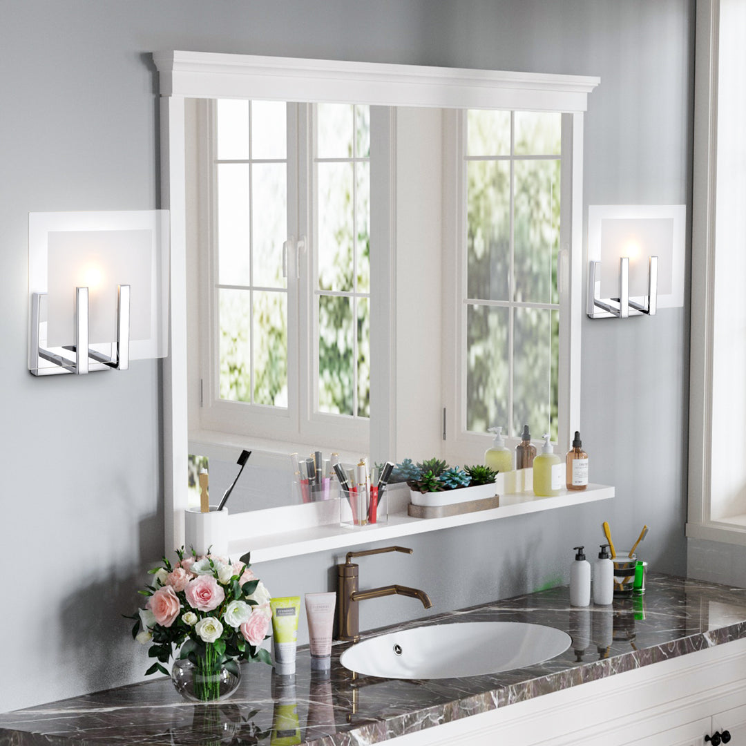 Maxax 1 - Light Dimmable Chrome Wall Sconce (Set of 2) #19157