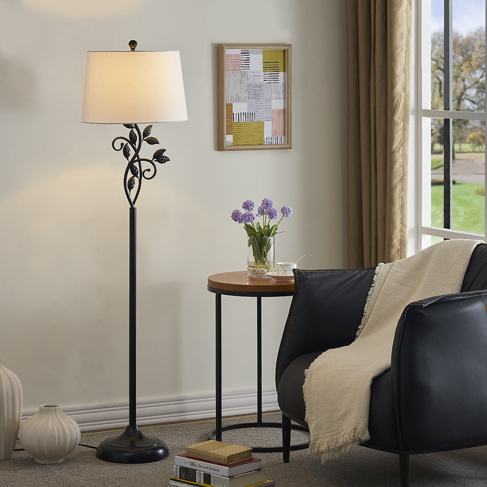 62" Farmhouse Iron Floor Lamp with 3 Way Dimmable Rotary Switch Standing Lamp for Living Room Bedroom #F04