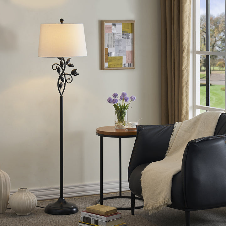 62" Farmhouse Iron Floor Lamp with 3 Way Dimmable Rotary Switch Standing Lamp for Living Room Bedroom #F04