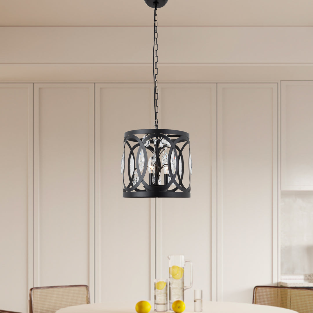 Maxax 3 - Light Lantern&Candle Style Drum Chandelier With Wrought Iron Accents #19168-3