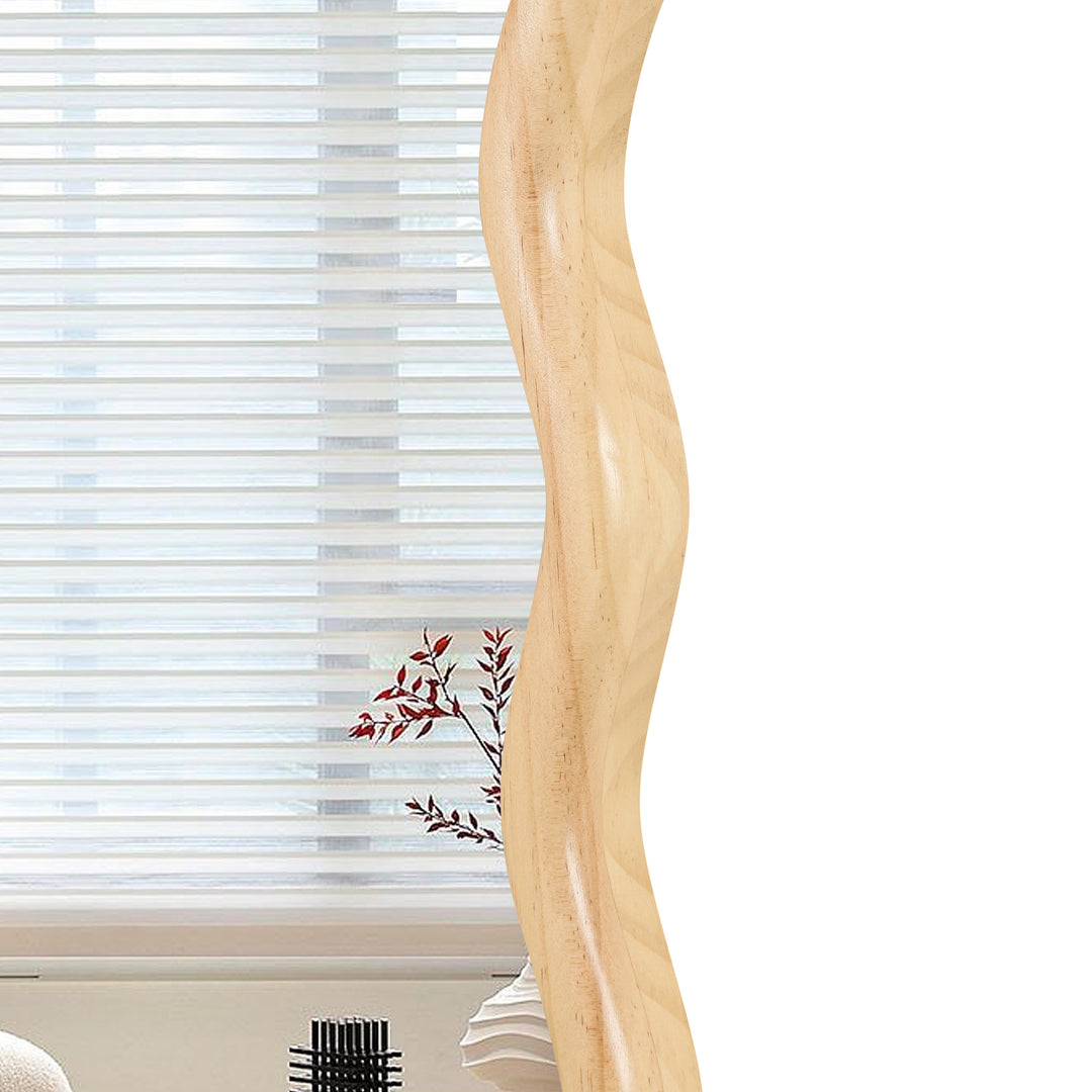 Clarity Modern Solid Wood Wavy Rectangle Wall Mirror #WM-005