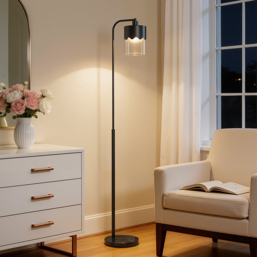 Glimmer 66" Modern Metal Floor Lamp Dual-Layer Shade Bright Lighting Foot Switch For Living Room Bedroom #FGT01