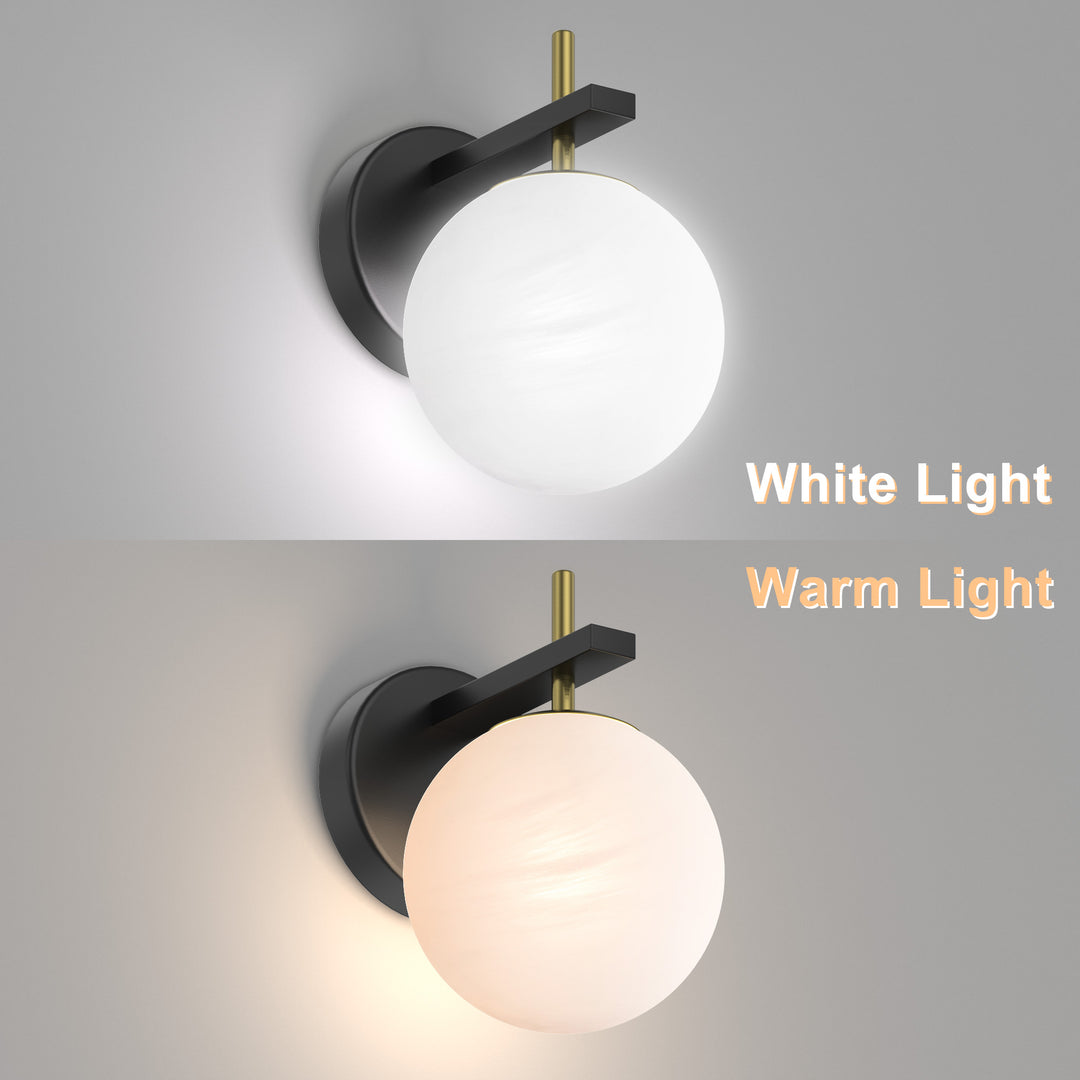 Nimbus 1 - Light Dimmable Iron ETL Bathroom Vanity Light with Round Shape Cloud Glass Shade #CLB29015