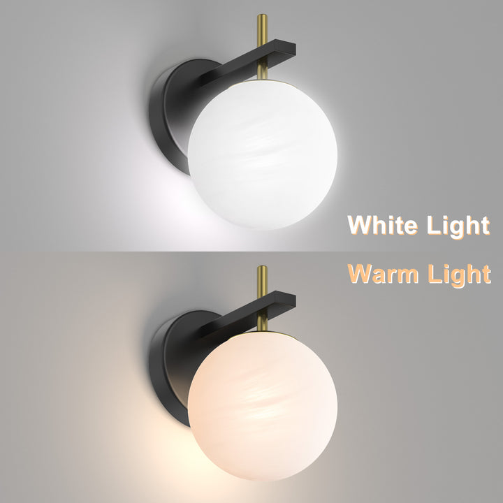Nimbus 1 - Light Dimmable Iron ETL Bathroom Vanity Light with Round Shape Cloud Glass Shade #CLB29015
