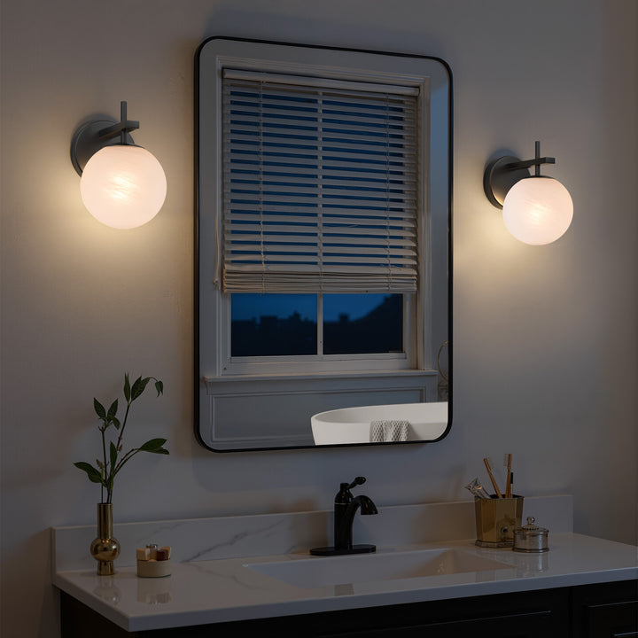 Nimbus 1 - Light Dimmable Iron ETL Bathroom Vanity Light with Round Shape Cloud Glass Shade #CLB29015