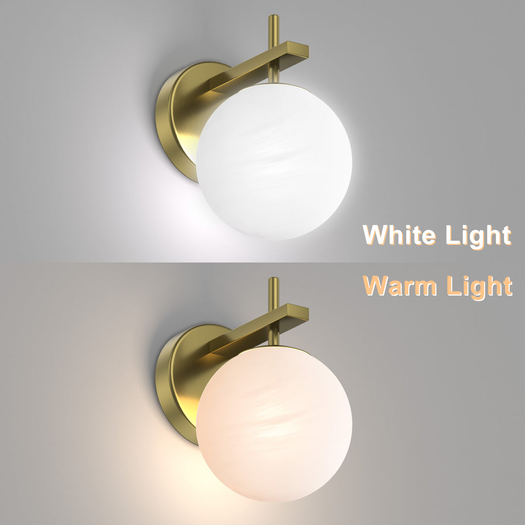 Nimbus 1 - Light Dimmable Iron ETL Bathroom Vanity Light with Round Shape Cloud Glass Shade #CLB29015