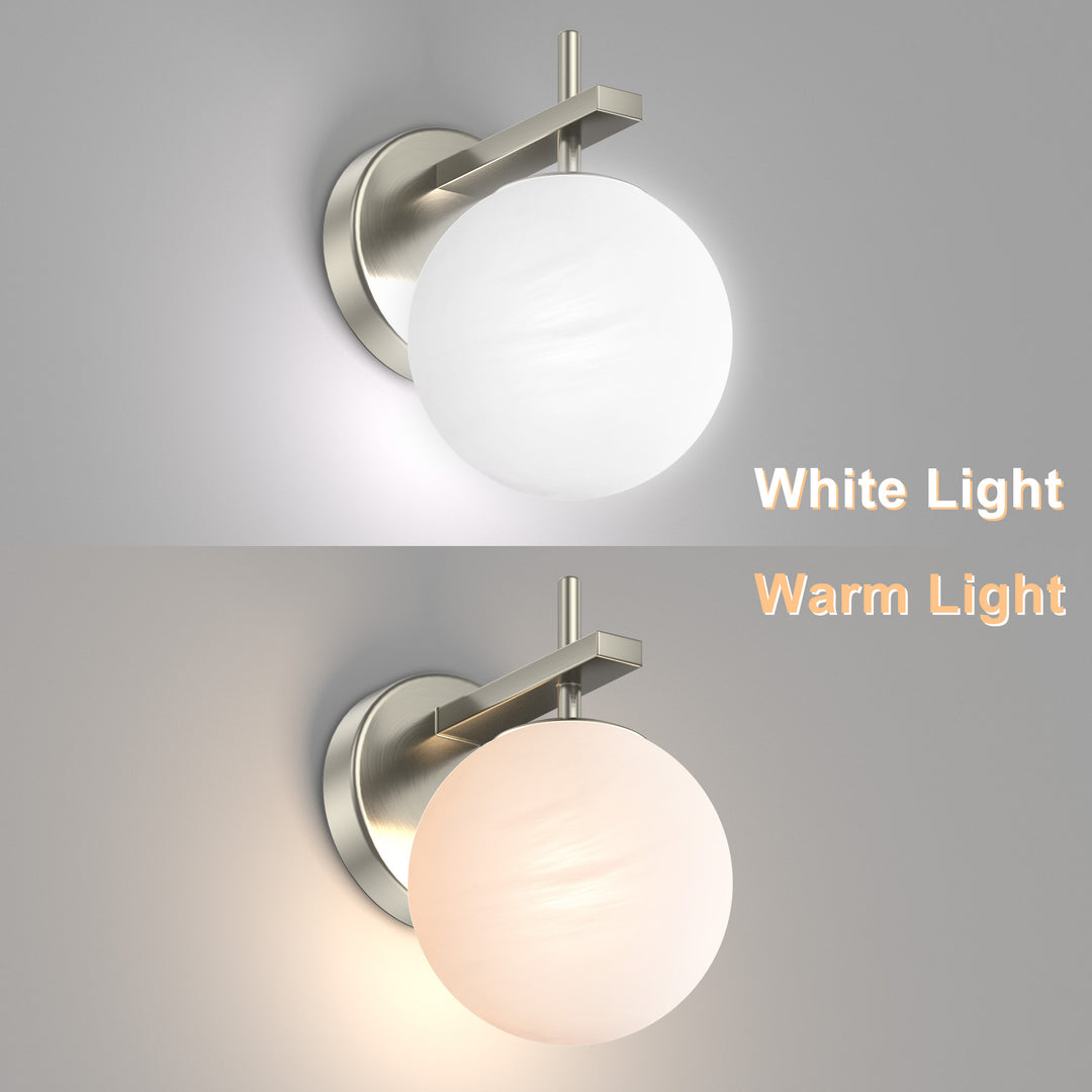 Nimbus 1 - Light Dimmable Iron ETL Bathroom Vanity Light with Round Shape Cloud Glass Shade #CLB29015
