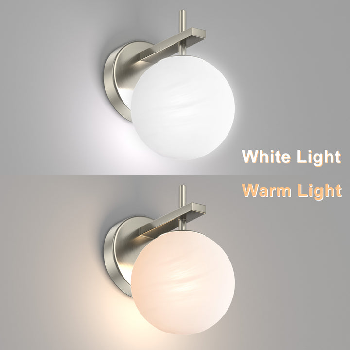 Nimbus 1 - Light Dimmable Iron ETL Bathroom Vanity Light with Round Shape Cloud Glass Shade #CLB29015