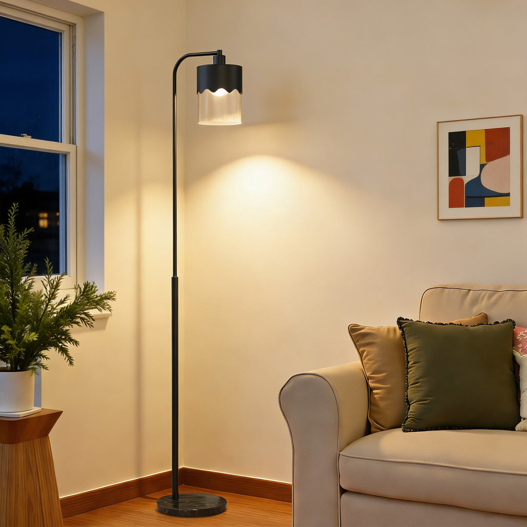 Glimmer 66" Modern Metal Floor Lamp Dual-Layer Shade Bright Lighting Foot Switch For Living Room Bedroom #FGT01