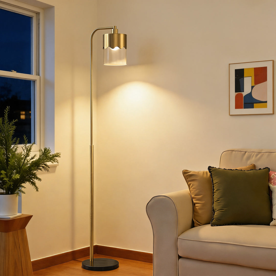 Glimmer 66" Modern Metal Floor Lamp Dual-Layer Shade Bright Lighting Foot Switch For Living Room Bedroom #FGT01