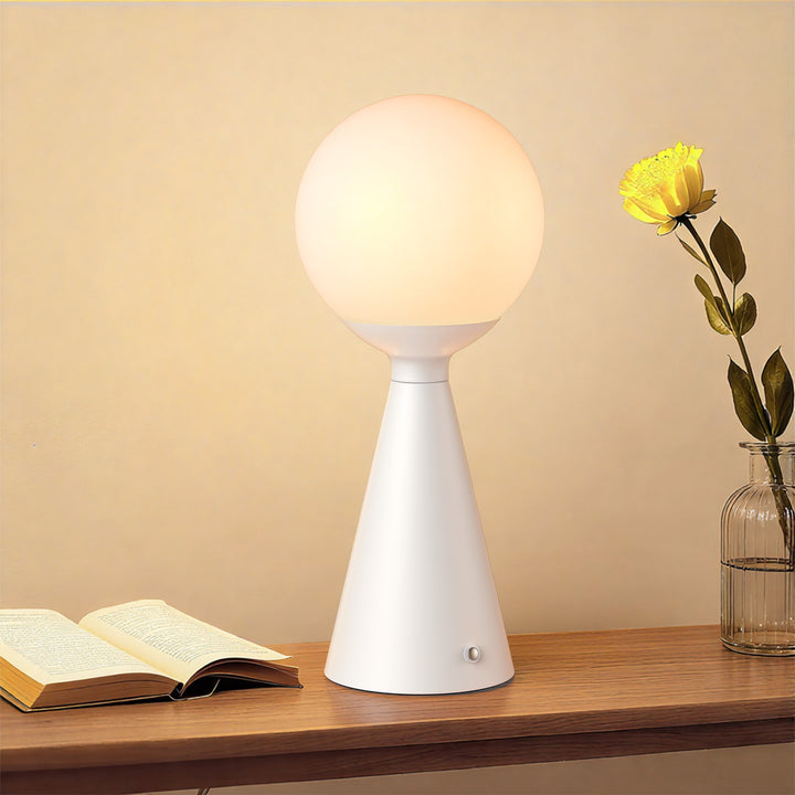 Vivid 13" Modern Rechargeable Touch Led Table Lamp With Round Shade And Usb-C Charging #T279