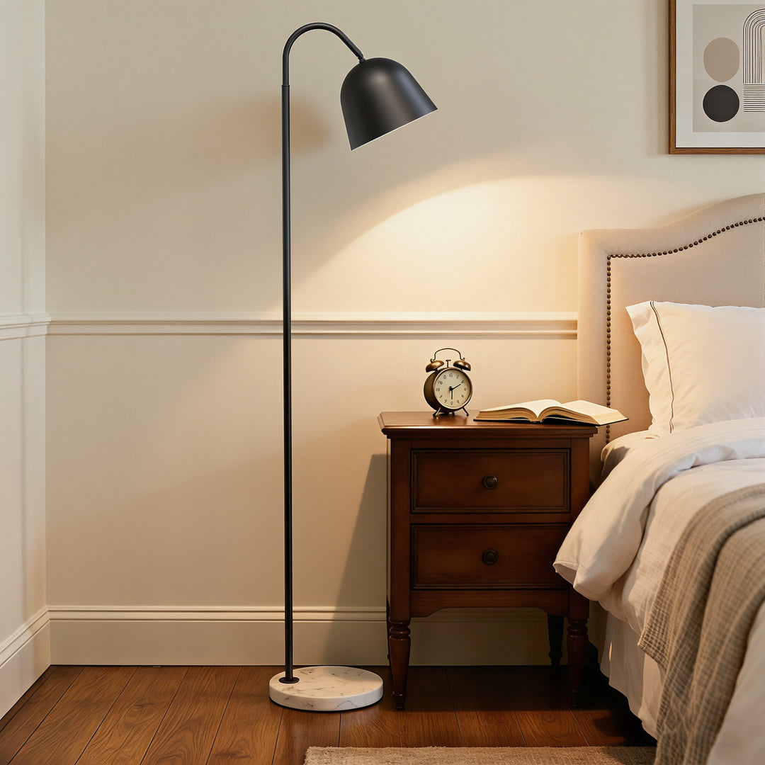 64" Modern Metal Floor Lamp, Polished Gold Finish, 350° Swivel & 90° Tilting Head, Foot Switch Standing Lamp For Living Room, Bedroom, Office #F268-BK