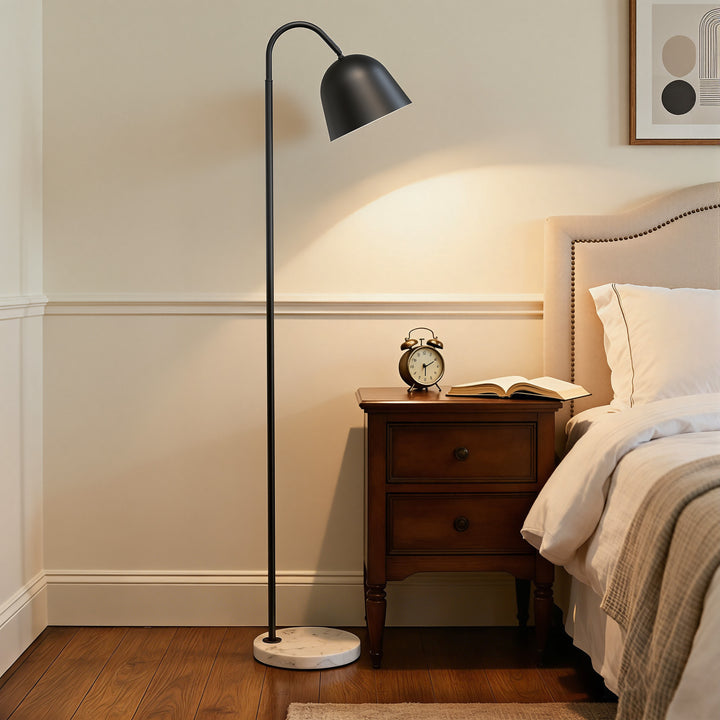 64" Modern Metal Floor Lamp, Polished Gold Finish, 350° Swivel & 90° Tilting Head, Foot Switch Standing Lamp For Living Room, Bedroom, Office #F268-BK