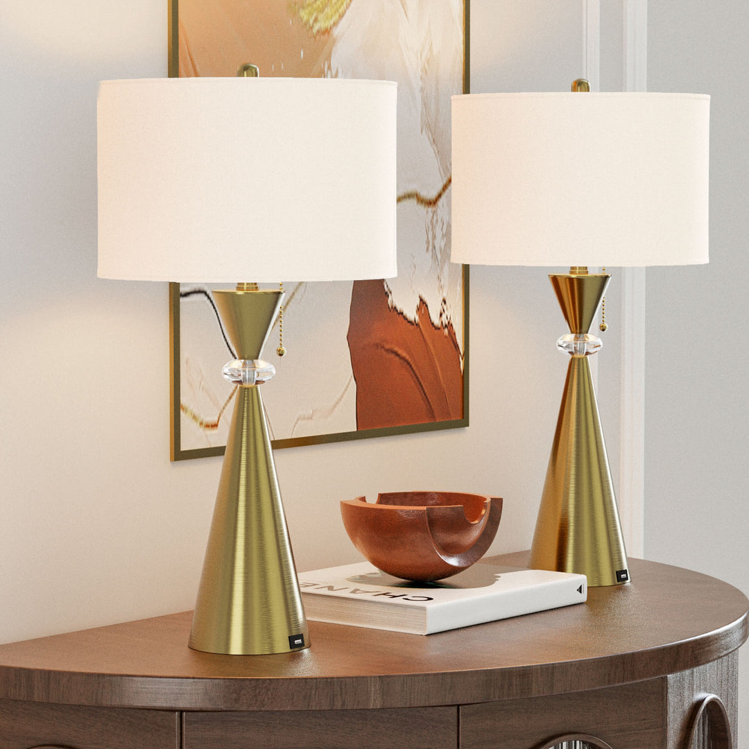 Maxax 28.25in Nickel Table Lamp Set with USB (Set of 2) #T07