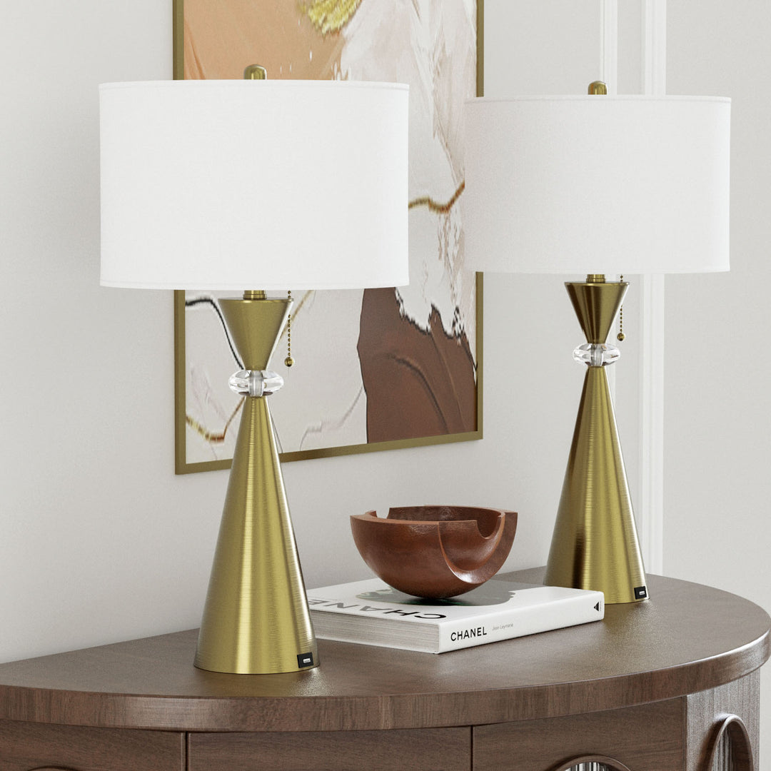 Maxax 28.25in Nickel Table Lamp Set with USB (Set of 2) #T07