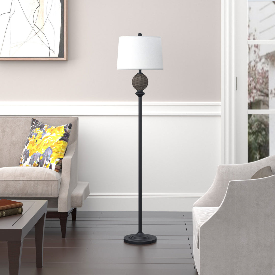 64'' Metal and Rattan Traditional Dimmable Floor Lamp #F183