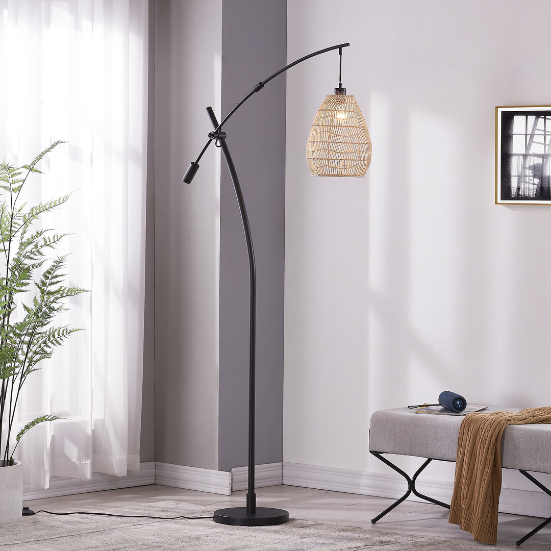 Maxax 73'' Black Arched/Arc Woven Floor Lamp #F155-BWG