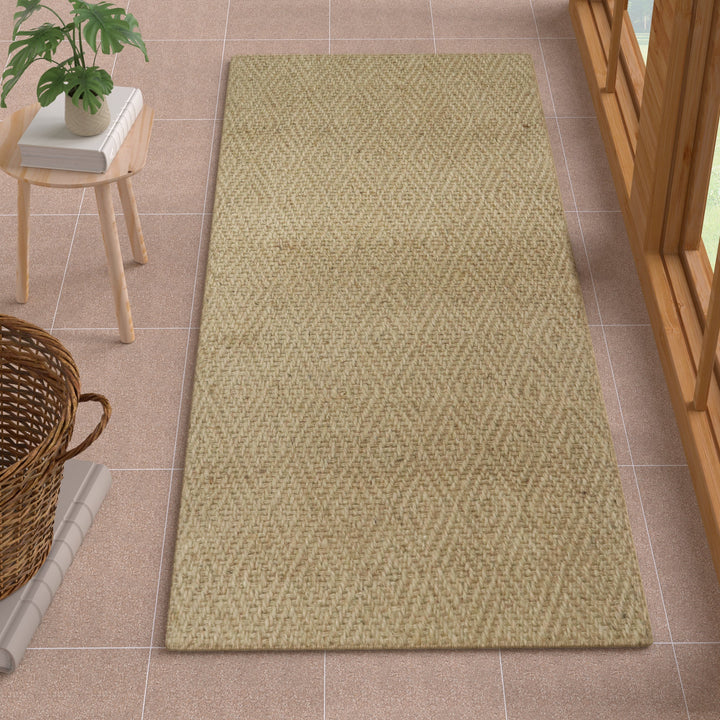 4modernhome Jute Power Loom Natural Fibers Farmhouse Style Area Rug For Dining Room Living Room Kitchen, Off White/Natural #DT23-3