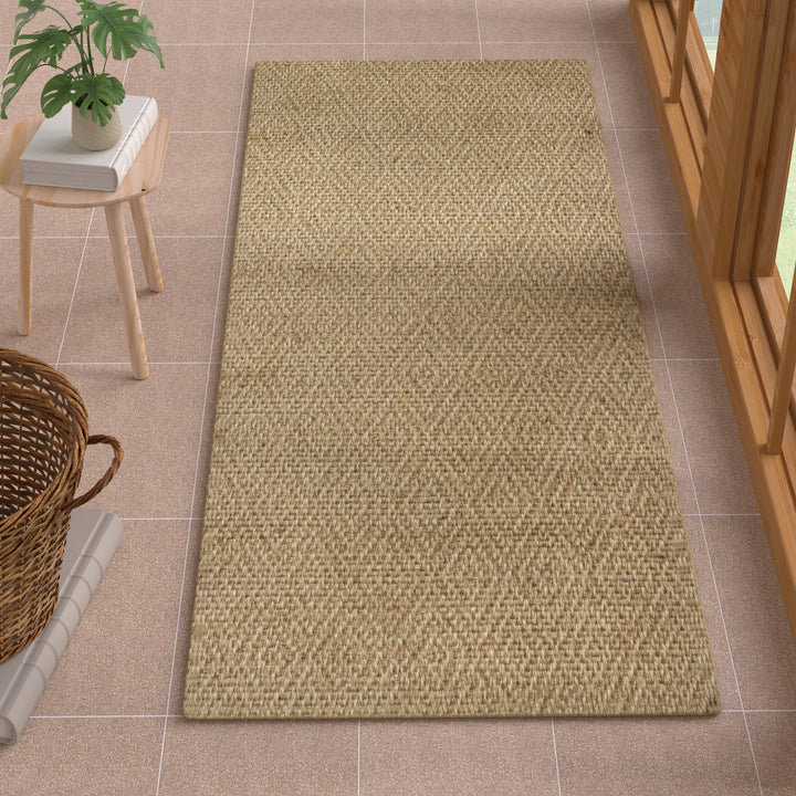 4modernhome Jute Power Loom Natural Fibers Farmhouse Style Area Rug For Dining Room Living Room Kitchen, Off White/Natural #DT23-3
