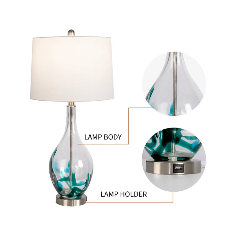 Tomi 28in Glass Table Lamp