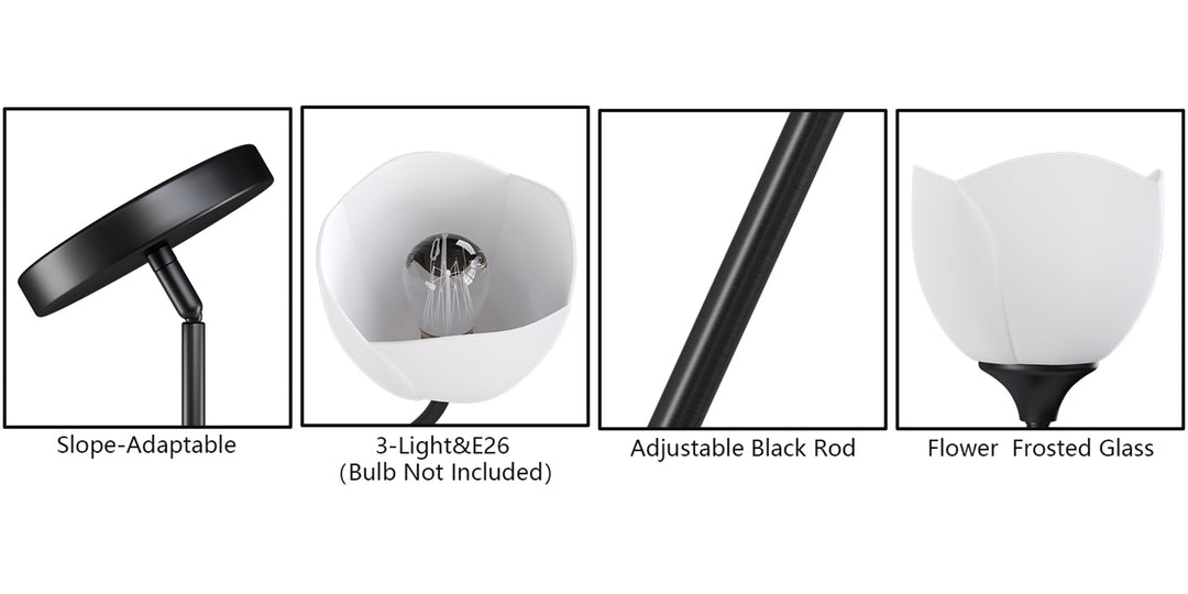 Twilight 3-light 23.9'' Dimmable Frosted Glass Modern/traditional Chandelier With Flower Shade For Dining Room #P39013
