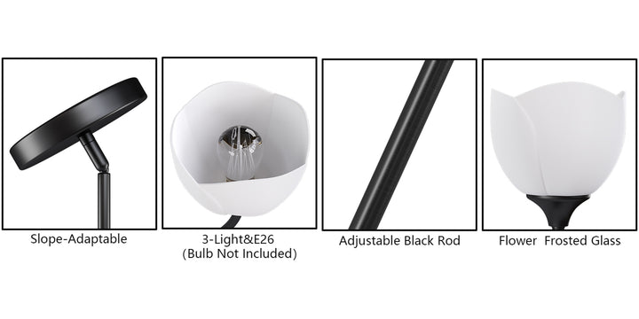 Twilight 3-light 23.9'' Dimmable Frosted Glass Modern/traditional Chandelier With Flower Shade For Dining Room #P39013
