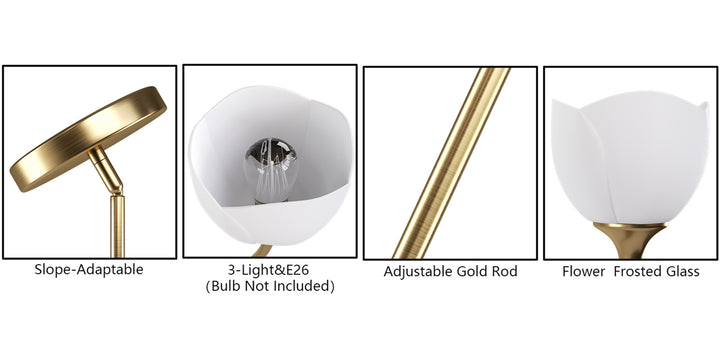 Twilight 3-light 23.9'' Dimmable Frosted Glass Modern/traditional Chandelier With Flower Shade For Dining Room #P39013
