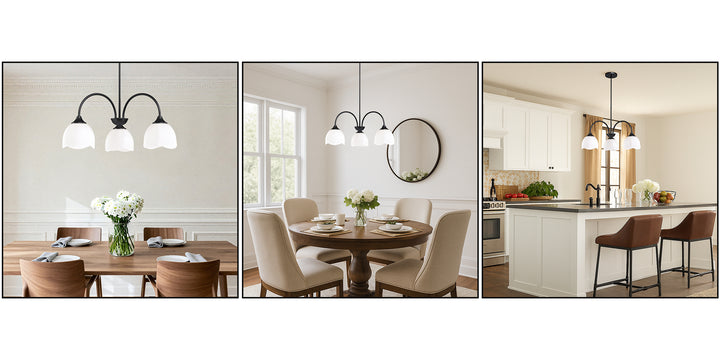 Twilight 3-light 23.9'' Dimmable Frosted Glass Modern/traditional Chandelier With Flower Shade For Dining Room #P39013
