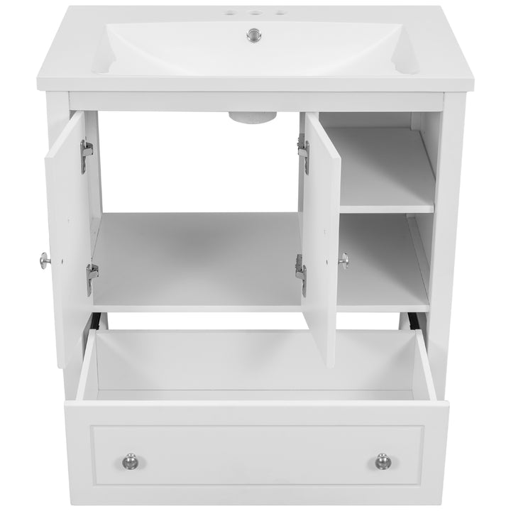 30'' Single Bathroom Vanity Cabinet With Ceramic Sink Top#BV-001-30GY