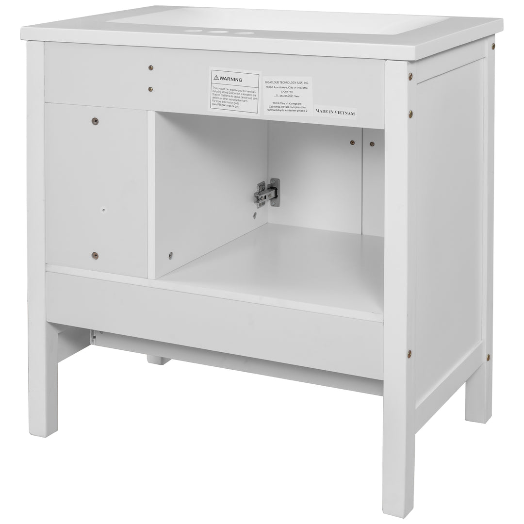 30'' Single Bathroom Vanity Cabinet With Ceramic Sink Top#BV-001-30GY