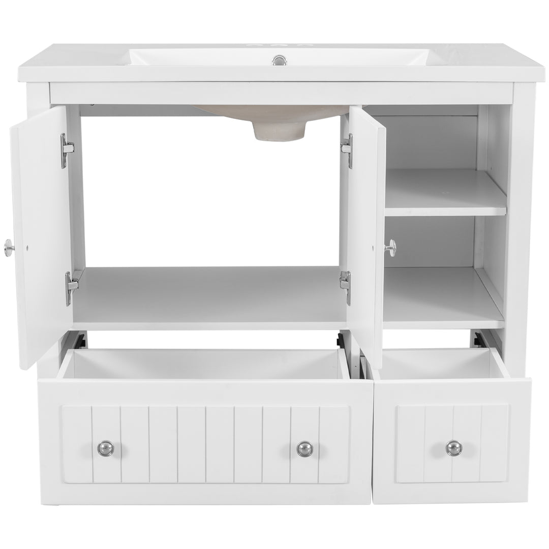 36'' Single Bathroom Vanity Cabinet With Ceramic Sink Top #BV-002