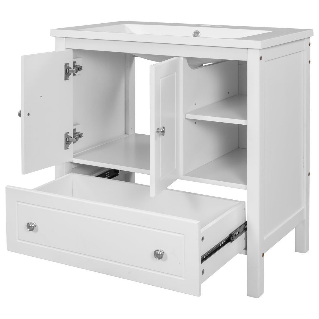 30'' Single Bathroom Vanity Cabinet With Ceramic Sink Top#BV-001