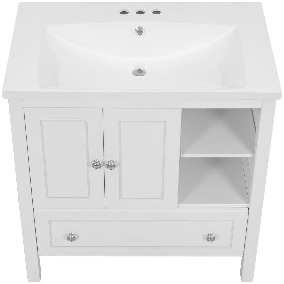 30'' Single Bathroom Vanity Cabinet With Ceramic Sink Top#BV-001