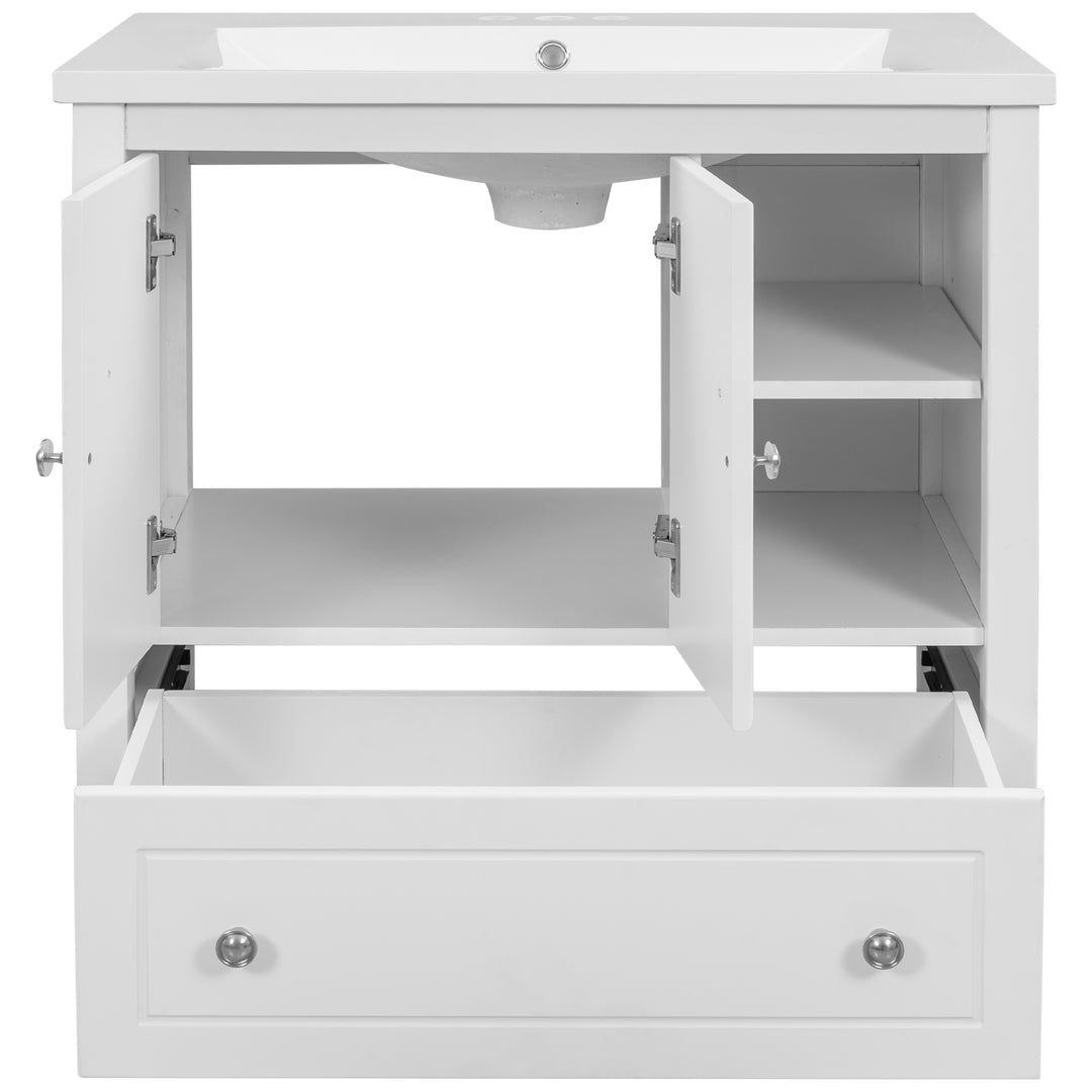 30'' Single Bathroom Vanity Cabinet With Ceramic Sink Top#BV-001-30GY