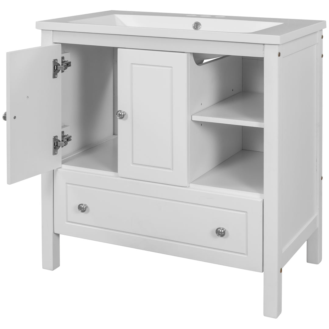 30'' Single Bathroom Vanity Cabinet With Ceramic Sink Top#BV-001-30GY