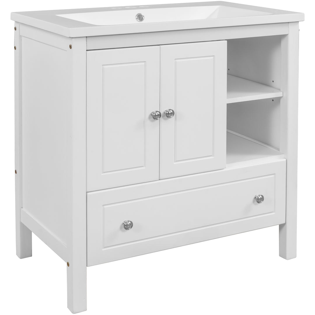 30'' Single Bathroom Vanity Cabinet With Ceramic Sink Top#BV-001