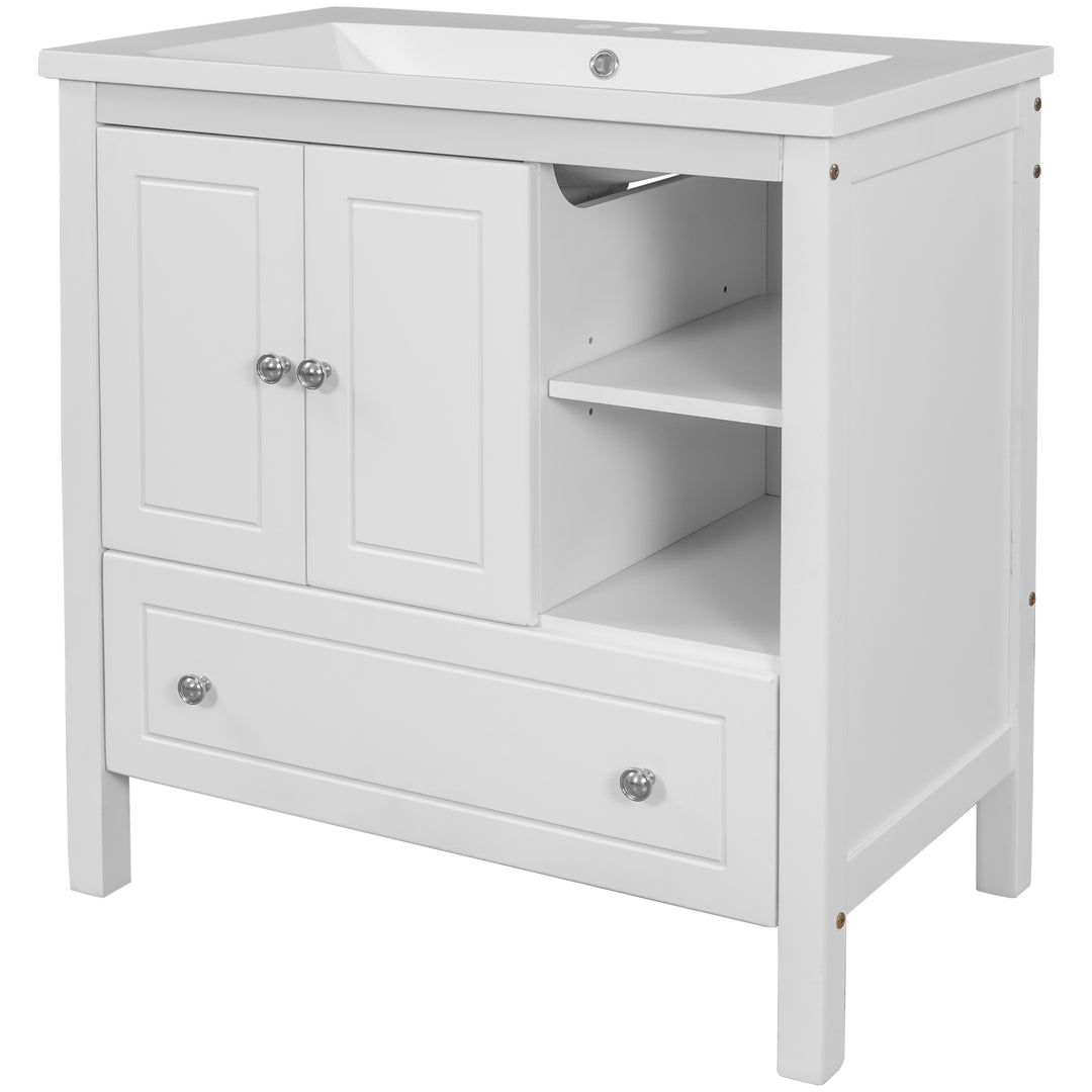 30'' Single Bathroom Vanity Cabinet With Ceramic Sink Top#BV-001-30GY