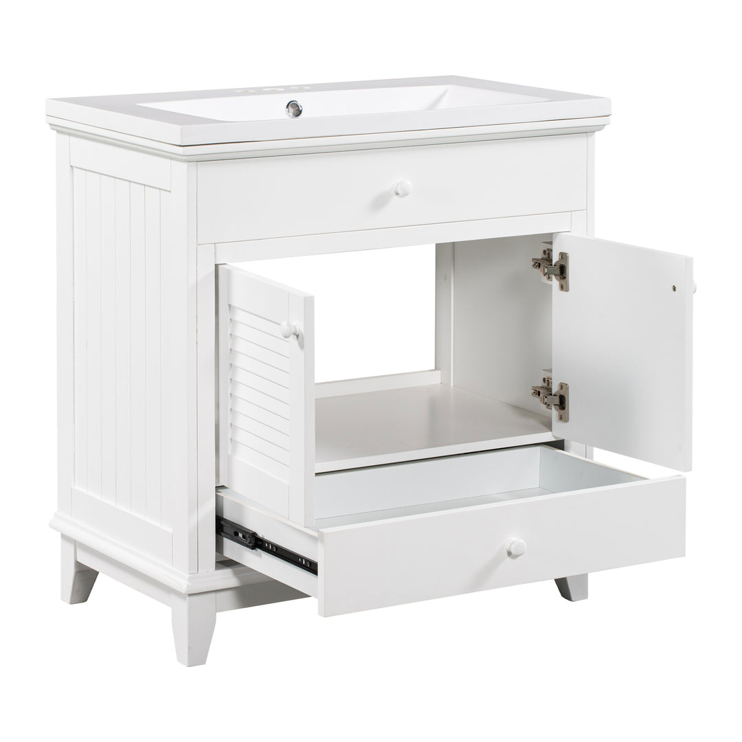 30'' Single Bathroom Vanity Cabinet With Ceramic Top #BV-006