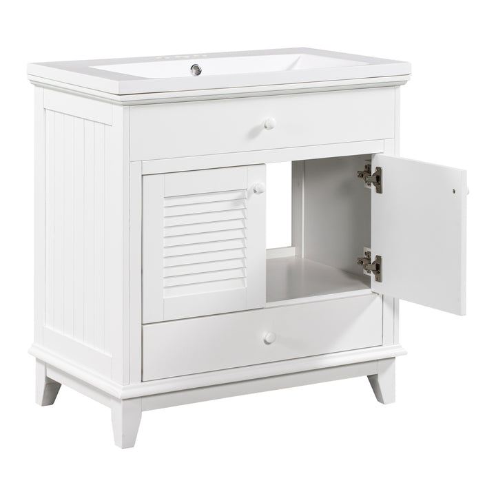 30'' Single Bathroom Vanity Cabinet With Ceramic Top #BV-006-30WH