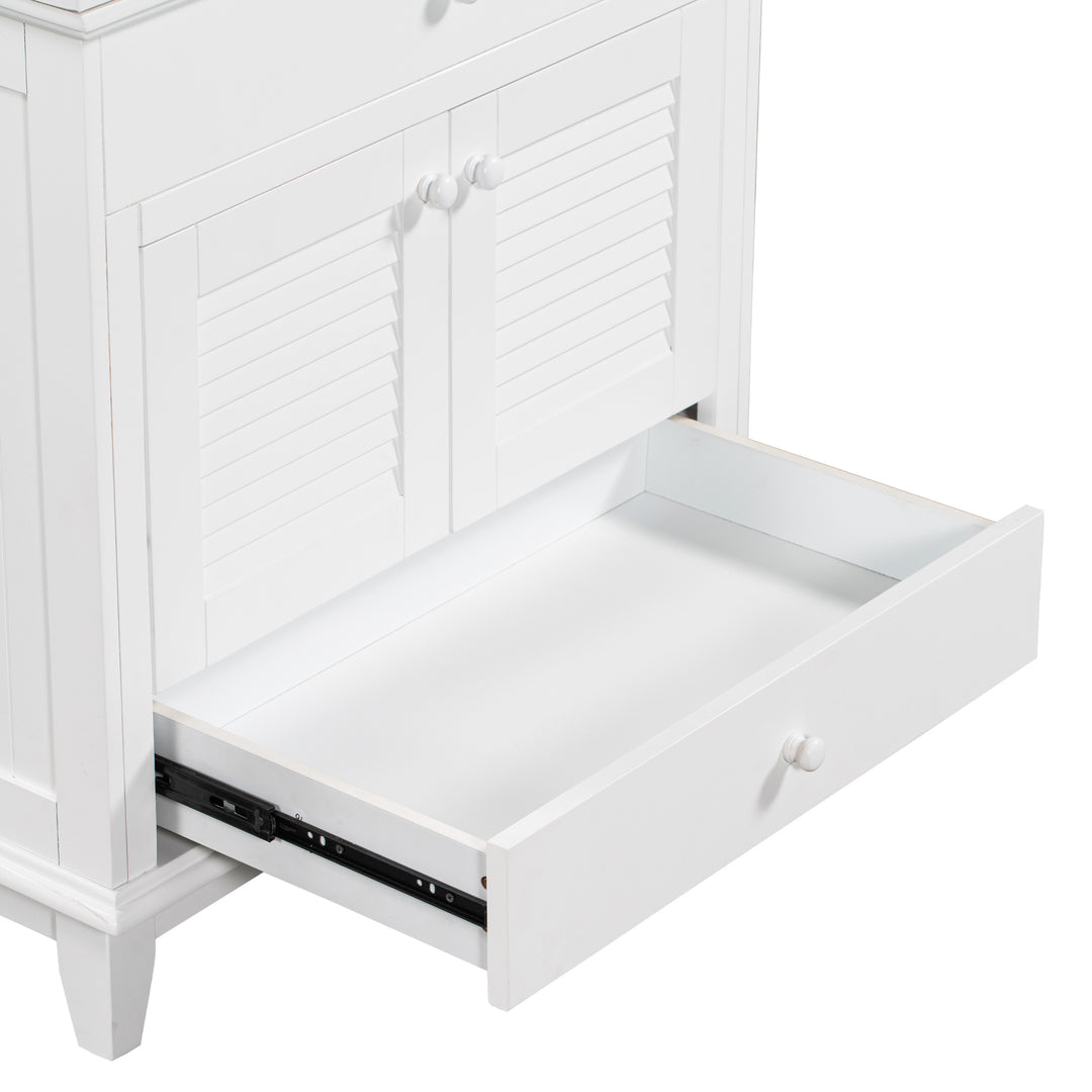 30'' Single Bathroom Vanity Cabinet With Ceramic Top #BV-006-30WH